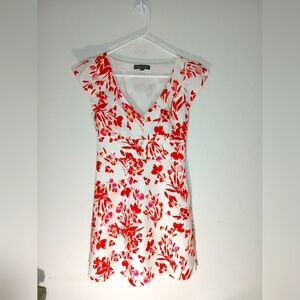 Banana Republic Mini Dress Spring Coral Floral Linen size 0